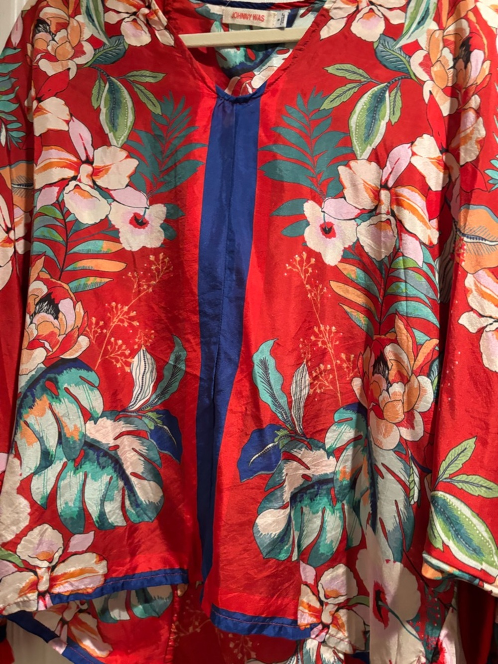 Johnny Was Red Floral Top - Picture 4 of 12